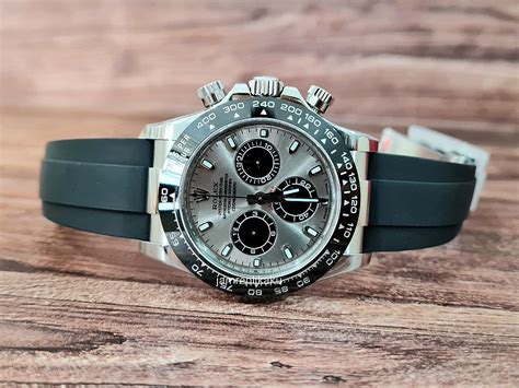 rolex daytona grey dial rubber strap|rolex daytona leather strap price.